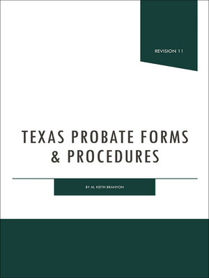 cover image of Texas Probate Forms and Procedures